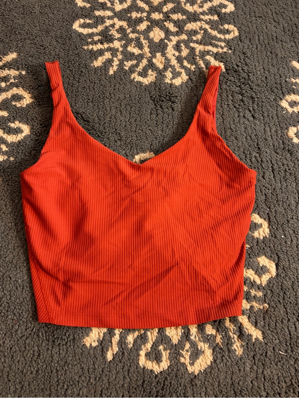 Old Navy Ribbed V-Neck Crop Tank Top — Rust